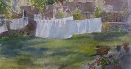 Washing, Burgundy, watercolour, 12 x 20 ins., £550