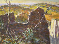 Calanchi (5) Sunset (oil on canvas) 14" x 19"