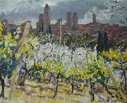 San Gimignano (oil on canvas) 12" x 15"