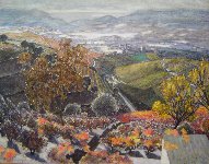 Terraced Vines, Le Rousillon (watercolour) 43" x 55"