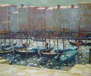 Gondolas, morning (oil on canvas) 26" x 32"