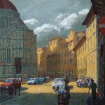Piazza del Duomo, Florence (oil on canvas) 28" x 28"