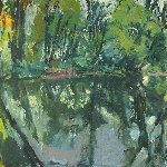 Clayesmore Lake, November, 91 x 91, Oil on Canvas