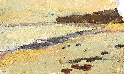 Ringstead Bay, approaching sunset, 37 x 58, Oil on Card