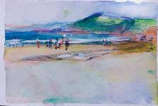 High summer, Whitsand Bay 1, 19 x 29, Watercolour & Gouache on Paper