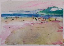 High summer, Whitsand Bay 2, 20 x 28, Watercolour & Gouache on Paper