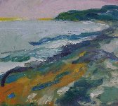 Falling dark, Ringstead Bay, 40 x 45, Oil on Board