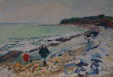 Children at Ringstead, January, 57 x 81, Oil on Card