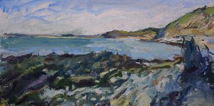 Low tide, Osmington, 46 x 91, Oil on Canvas