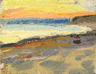 Ringstead Bay, sunset, 20 x 26, Oil on Card