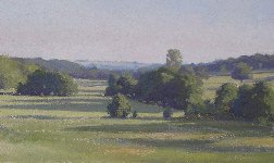 Towards Donhead from Wardour, Wiltshire, Oil on Board, 14 x 24 in.