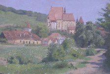 Biertan, Romania, Oil on Board, 16 x 24 in.