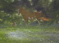 Mare and Foal, Cordoba, Argentina, Tempera on Board,  24 x 32 in.